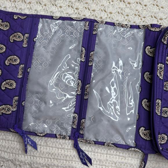 VERA BRADLEY Women's Hanging Makeup Toiletry Bag Purple Paisley Floral Travel - Picture 10 of 12